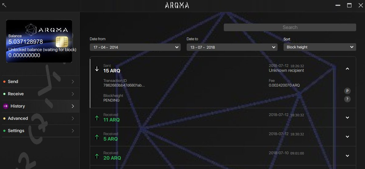 Arqma GUI Wallet | Cryptunit